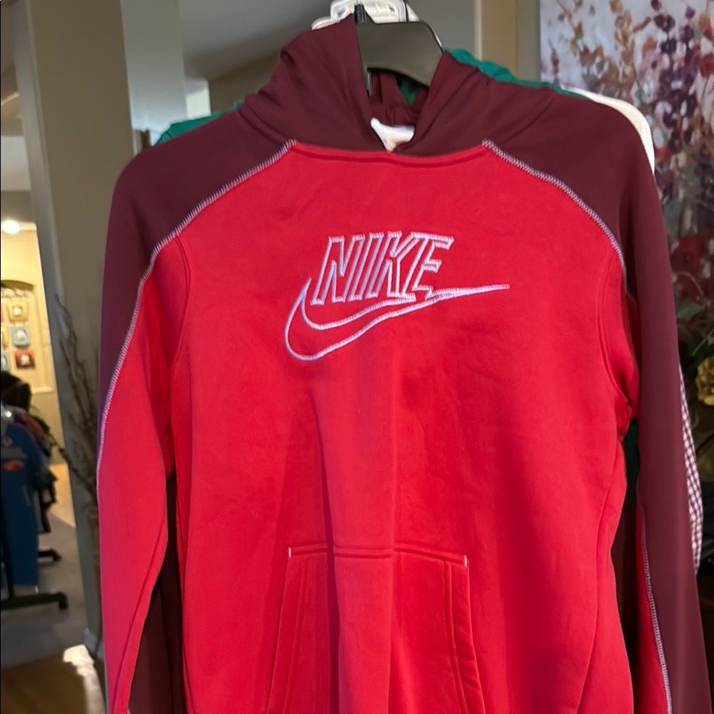Nike Kids Red and Maroon Hoodie